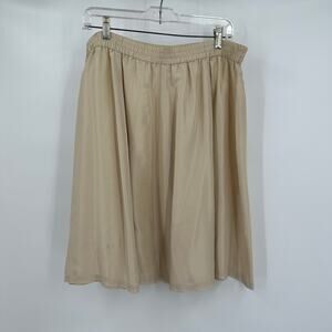 Silk Collection Womens Midi Skirt Size M Beige 100% Silk Pull On Minimalist FLAW